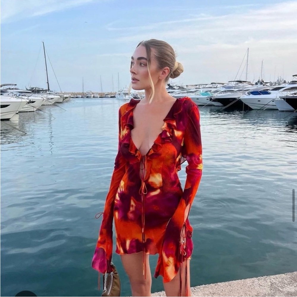 Rat & Boa Dali Dress - Orange Abstract Floral - Picture 2 of 5
